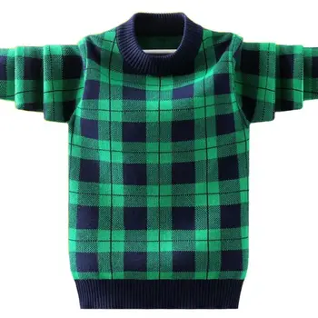 Kényelmes Fiúk ruha 100% pamut kockás pulóverek tini kötött ing gyerekek pullovers, hogy fiú kabát mélypont ing ruhával
